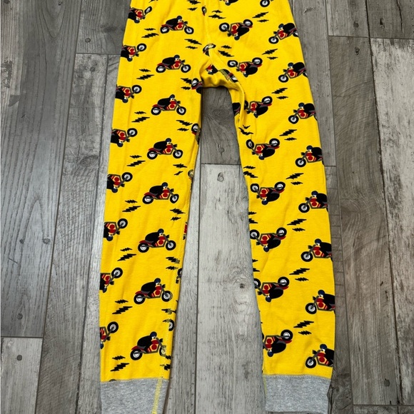 Hanna Andersson 130 US 8 Yellow motorcycle Long John Pajamas Set PJs - Picture 6 of 6